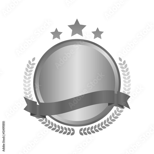 Modern metal silver circle metal badges, labels and design elements. Vector illustration