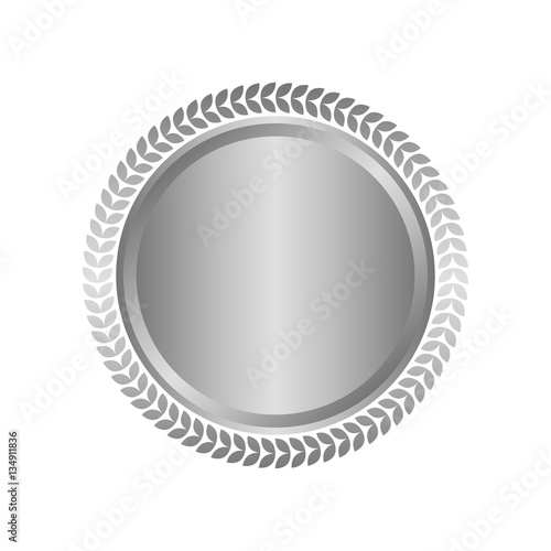 Modern metal silver circle metal badges, labels and design elements. Vector illustration