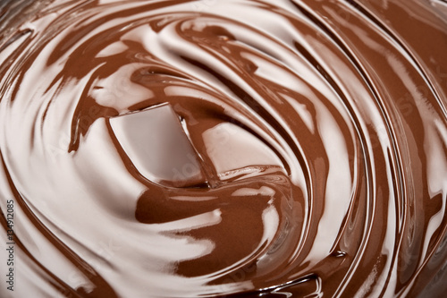 Melted chocolate bar in swirl.