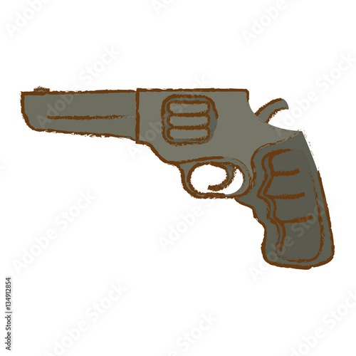 Pistol of gray color for civil defense, military equipment vector illustration