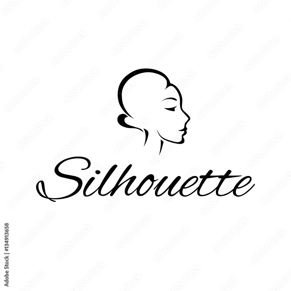 Logo with a woman s silhouette . Vector illustration Logo with a woman s silhouette . Vector illustration