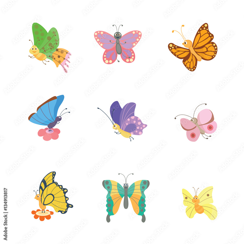 Naklejka Colorful butterflies vector.