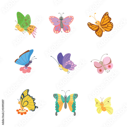 Colorful butterflies vector. © partyvector
