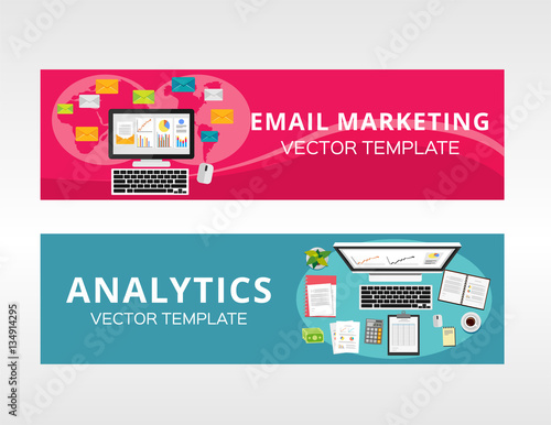 Email marketing and Business analytics. Business solution advertisement concept illustration for banner, brochure, graphic template.