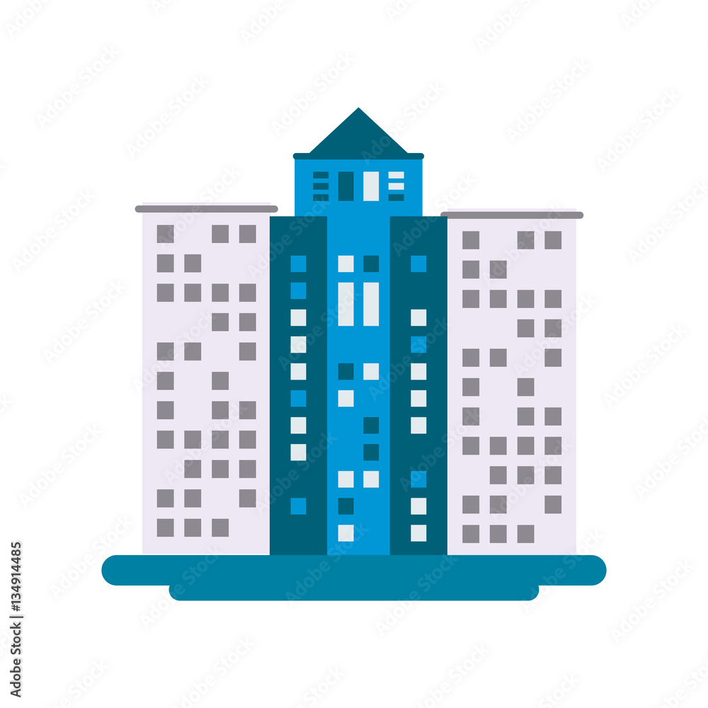 city building icon over white background. colorful design. vector illustration