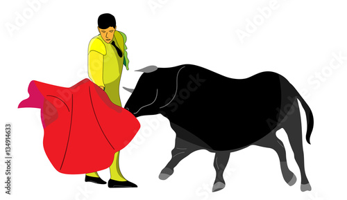 vector torero with bull