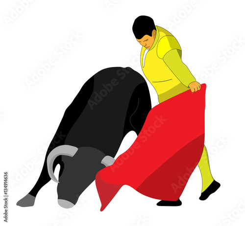 vector torero with bull