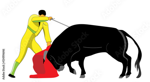 vector torero with bull