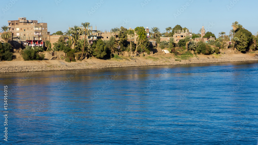 Egypt Nile cruise, a nice view from the boat to shore Egypt Nile cruise, a nice view from the boat to shore