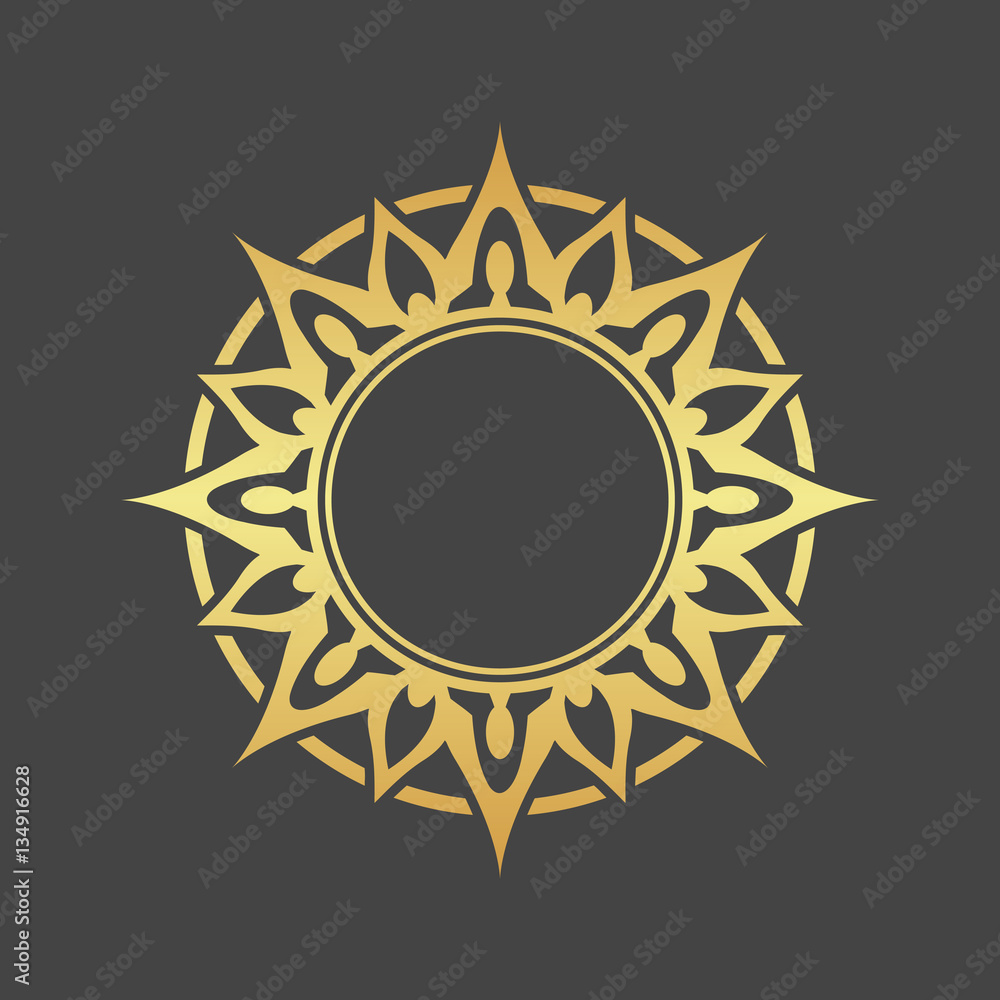 Naklejka premium Abstract gold element for design, gold star, flower, decoration, frame.