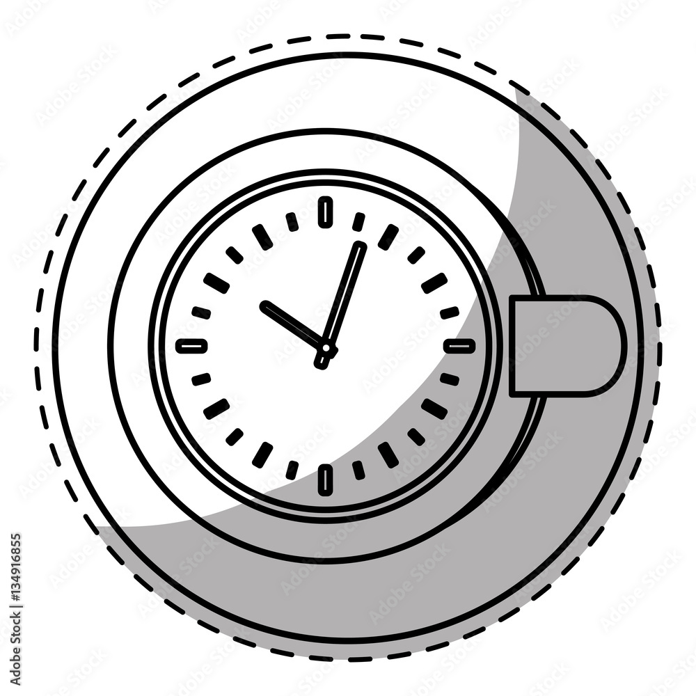 Figure plate with a chocolate clock inside, vector illustration icon Figure plate with a chocolate clock inside, vector illustration icon