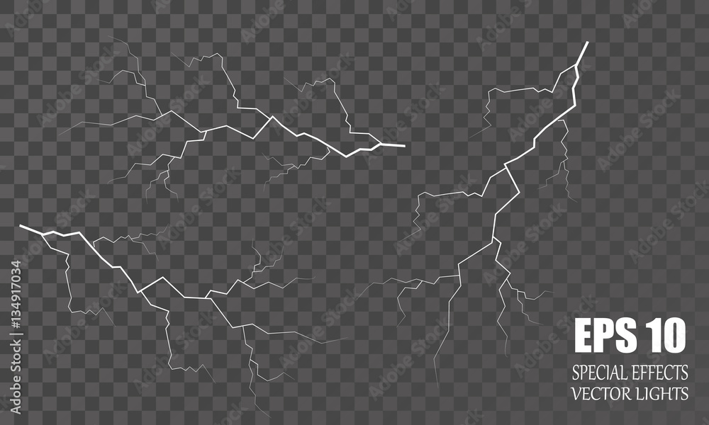 Lightning  isolated on transparent background. Vector