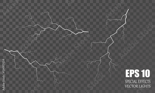 Lightning isolated on transparent background. Vector