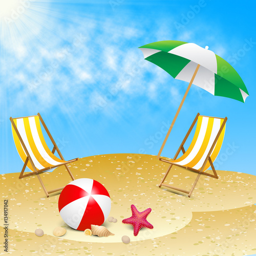 Beautiful Beach Showing Summer Sea 3d Illustration