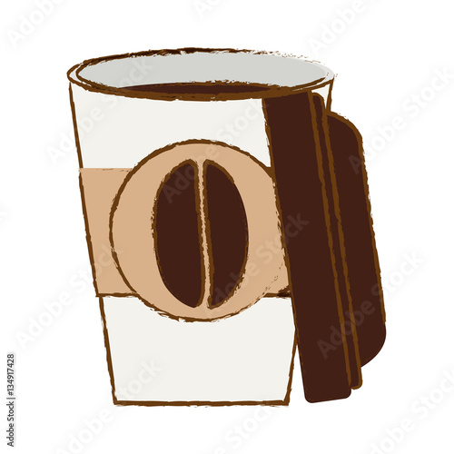 Brown espresso coffee open image, vector illustration icon