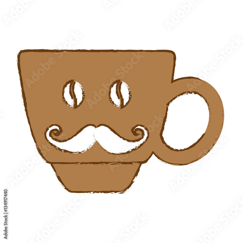 Color coffee cup with moustache icon image, vector illustration