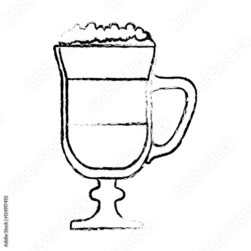 Contour macchiato glass icon design, vector illustration