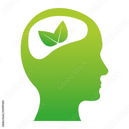 Green brain leaves icon image, vector illustration design