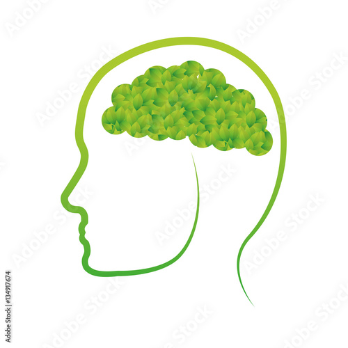 Green conscious brain icon design, vector illustration image