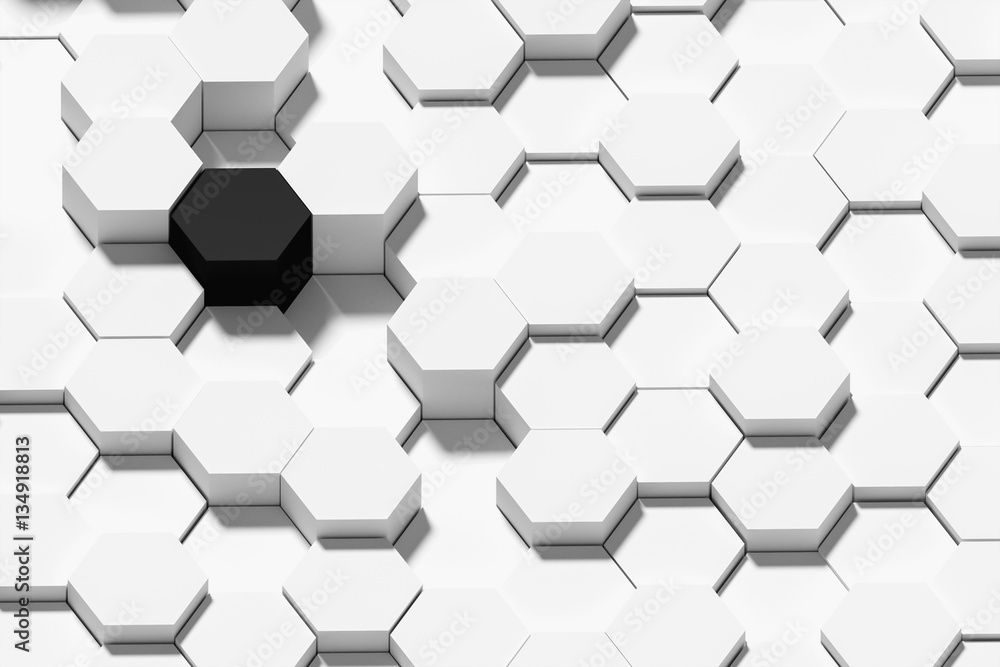 White geometric hexagonal abstract for design background. 3D rendering White geometric hexagonal abstract for design background. 3D rendering