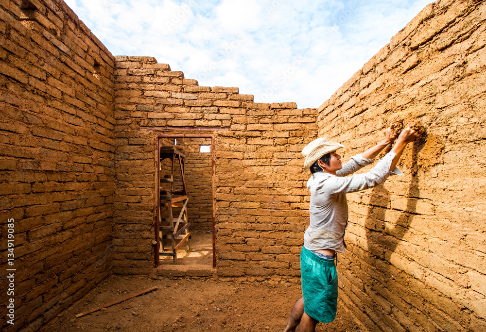 Fototapeta premium Earthen plastering