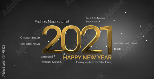 multilingual happy new year 3d render background