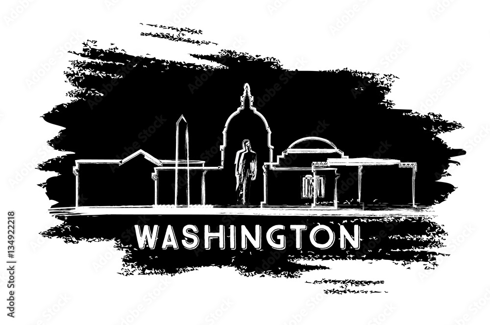 Washington DC Skyline Silhouette. Hand Drawn Sketch.