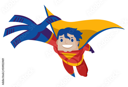 powerful happy cute shuperhero flying
