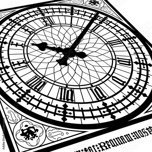 Clock english London Westminster Big Ben Display - with roman numerals - Vector illustraion konzept