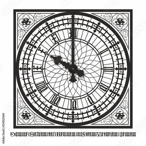 10 o'clock pm am english London Old style Westminster Big Ben Display - with roman numerals - Vector illustraion