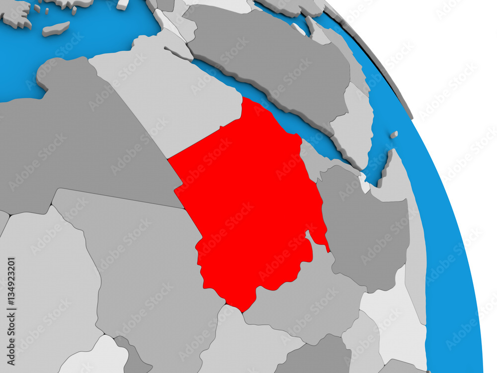 Fototapeta premium Sudan on globe