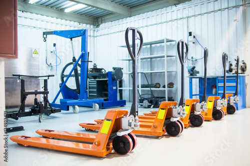 forklifts in the warehouse or service station