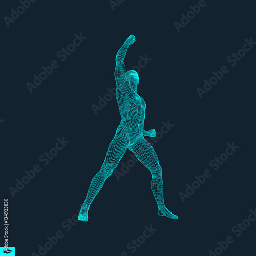 Standing Man. Human with arm up. The victory celebration.