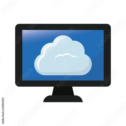 computer with web hosting or data center related icons image vector illustration design 