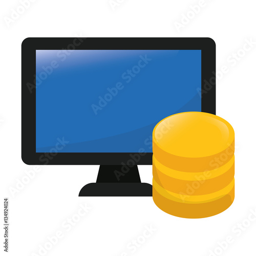computer with web hosting or data center related icons image vector illustration design 