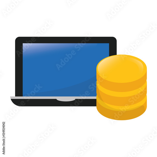 computer with web hosting or data center related icons image vector illustration design 