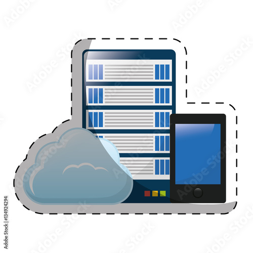 web hosting or data center related icons sticker image vector illustration design 