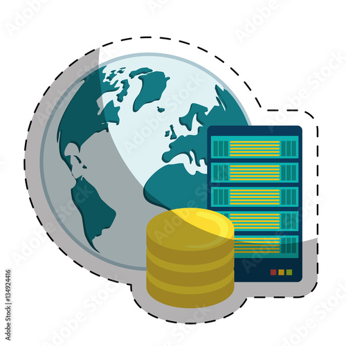 web hosting or data center related icons sticker image vector illustration design 