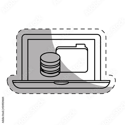 computer with web hosting or data center related icons sticker image vector illustration design 