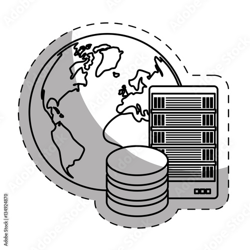 web hosting or data center related icons sticker image vector illustration design 