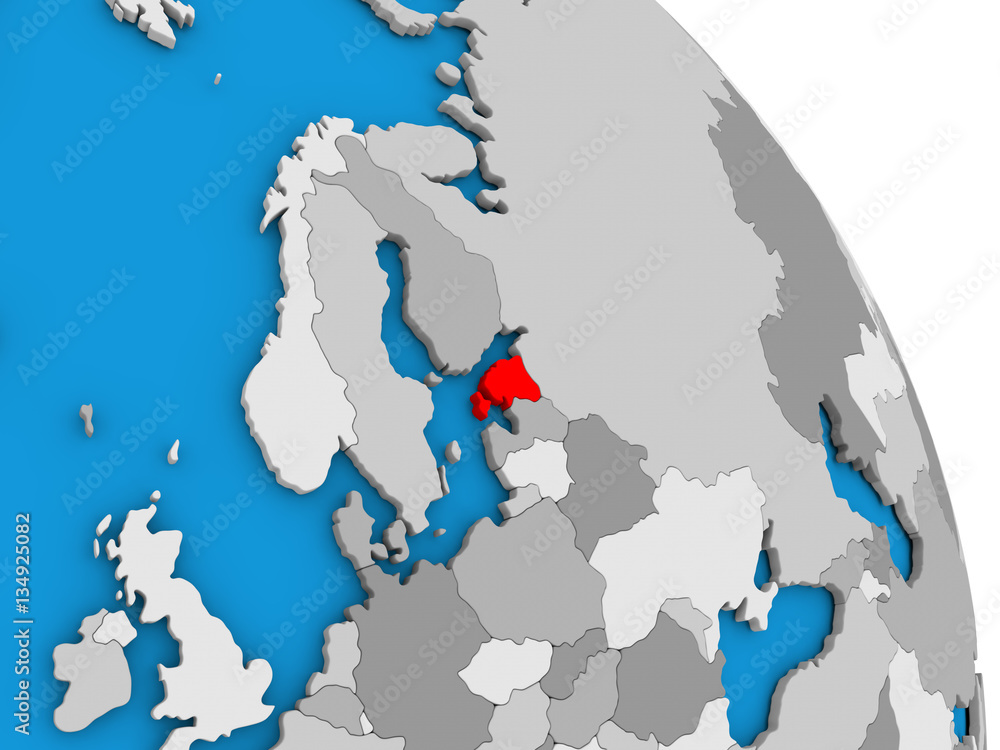 Obraz premium Estonia on globe