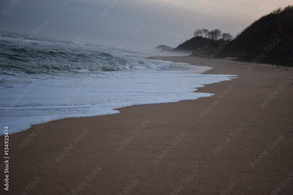 foggy evening on the banks of the cold sea foggy evening on the banks of the cold sea