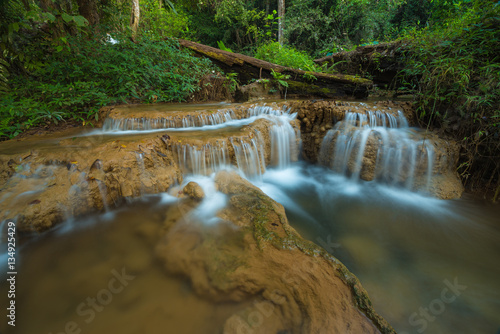 The stream flows from Tharn Sawan waterfall or Bor Beer waterfall is located in Doi Phu Narng national park  Chiang Muan district of Payao province  Thailand. 