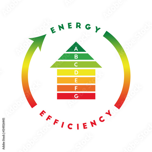 Energy efficiency concept with house made of  energy class bars