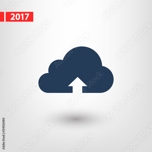 This image represents a cloud upload illustration icon, vector illustration. Flat design style