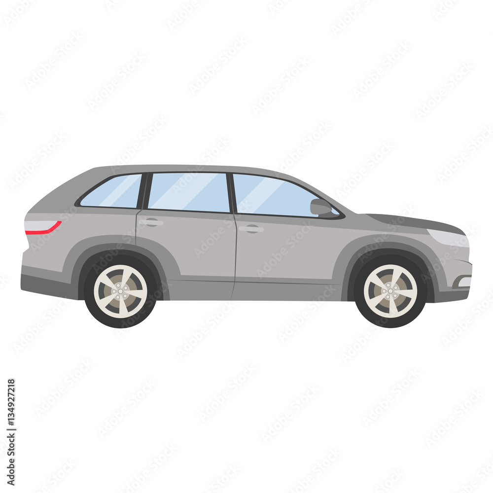Car vector template on white background. Hatchback isolated. flat style, business design, grey silver hatchback crossover car