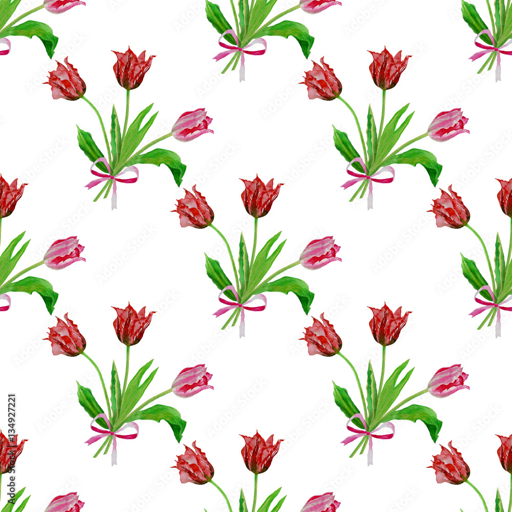 Fototapeta premium Seamless pattern with tulips