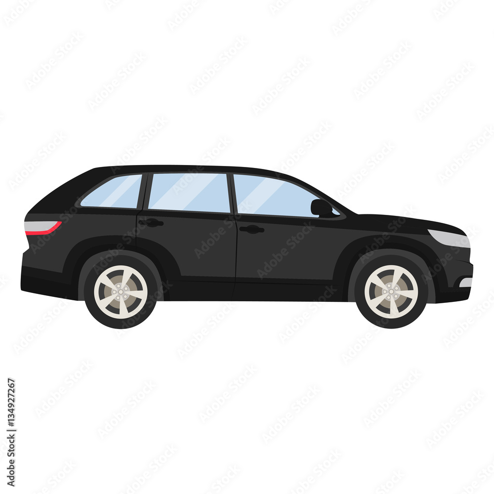 Car vector template on white background. Hatchback isolated. flat style, business design, black silver hatchback crossover car