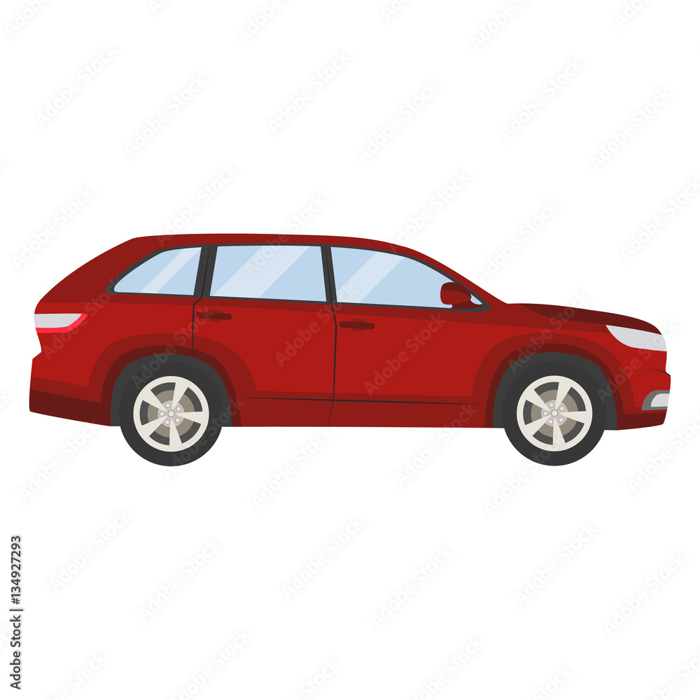 Car vector template on white background. Hatchback isolated. flat style, business design, red hatchback crossover car