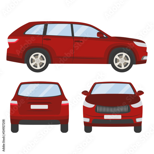 Car vector template on white background. Hatchback isolated. flat style  business design  red hatchback crossover car